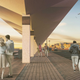 An image of the proposed row of oversize concrete umbrellas, which during sunny weather would form a canopy for beach-goers